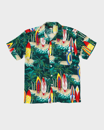 Green Surf Patterned Hawaiian Shirt - XS