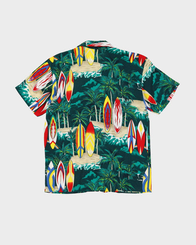 Green Surf Patterned Hawaiian Shirt - XS