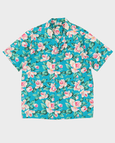 Green Floral Patterned Hawaiian Shirt - L