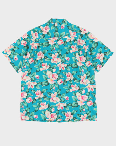 Green Floral Patterned Hawaiian Shirt - L