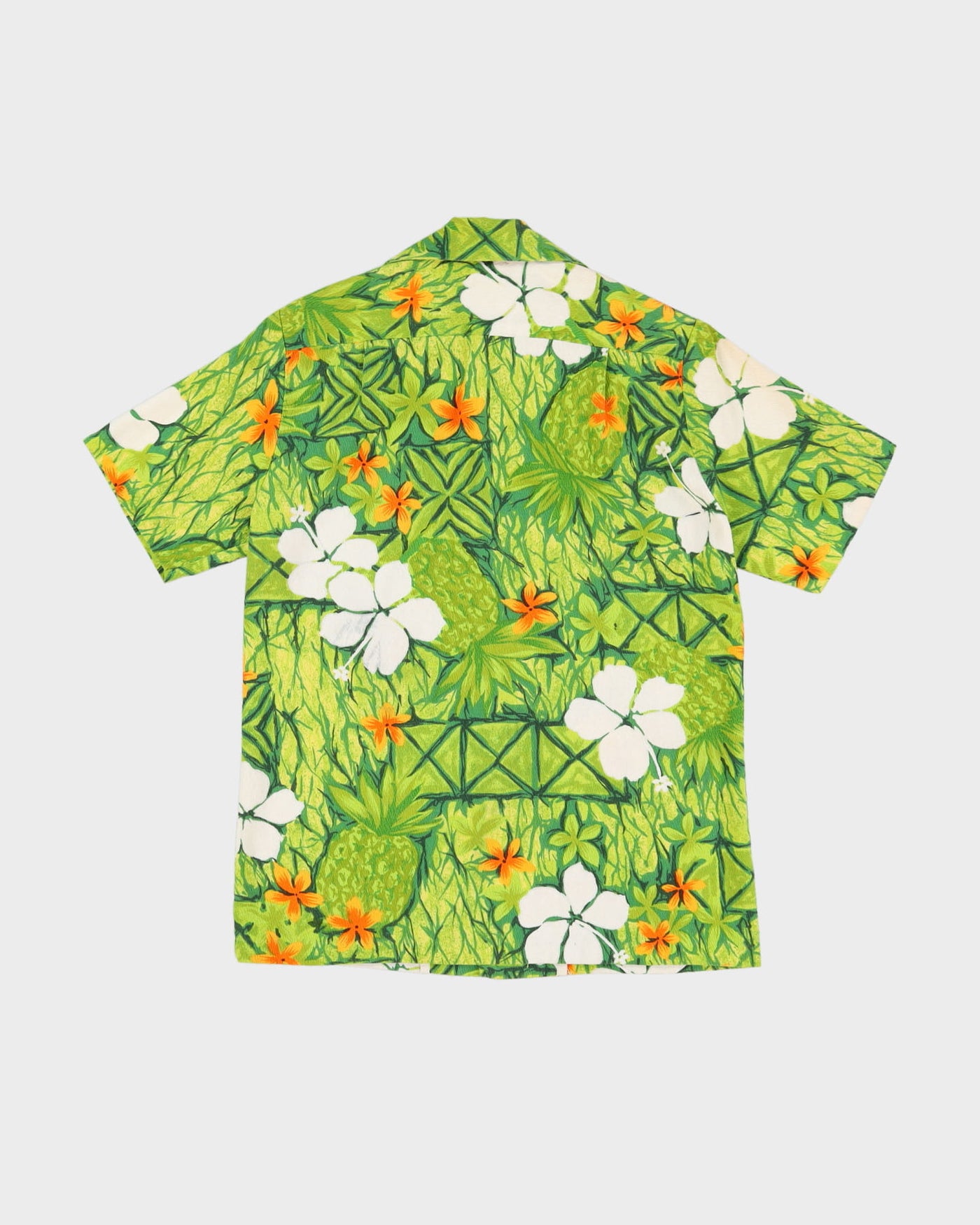 Vintage 1970s Green Patterned Hawaiian Shirt - XXS