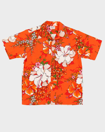 Vintage 1970s Orange Patterned Hawaiian Shirt - M
