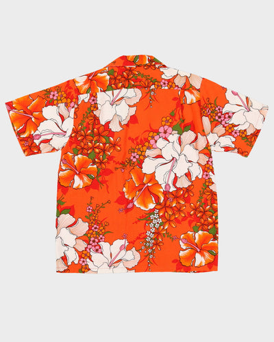 Vintage 1970s Orange Patterned Hawaiian Shirt - M