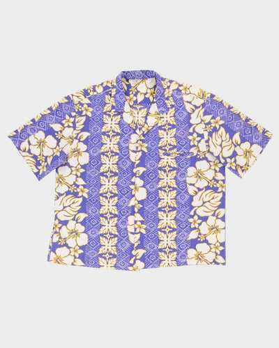 Vintage 1980s Lilac Patterned Hawaiian Shirt - XXL