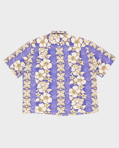 Vintage 1980s Lilac Patterned Hawaiian Shirt - XXL