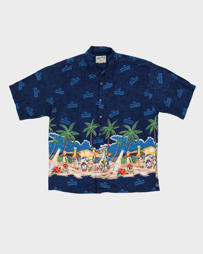Blue Beer Bottles Patterned Hawaiian Shirt - XXL