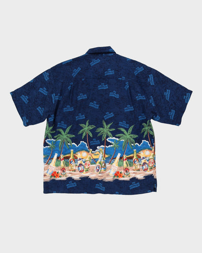 Blue Beer Bottles Patterned Hawaiian Shirt - XXL
