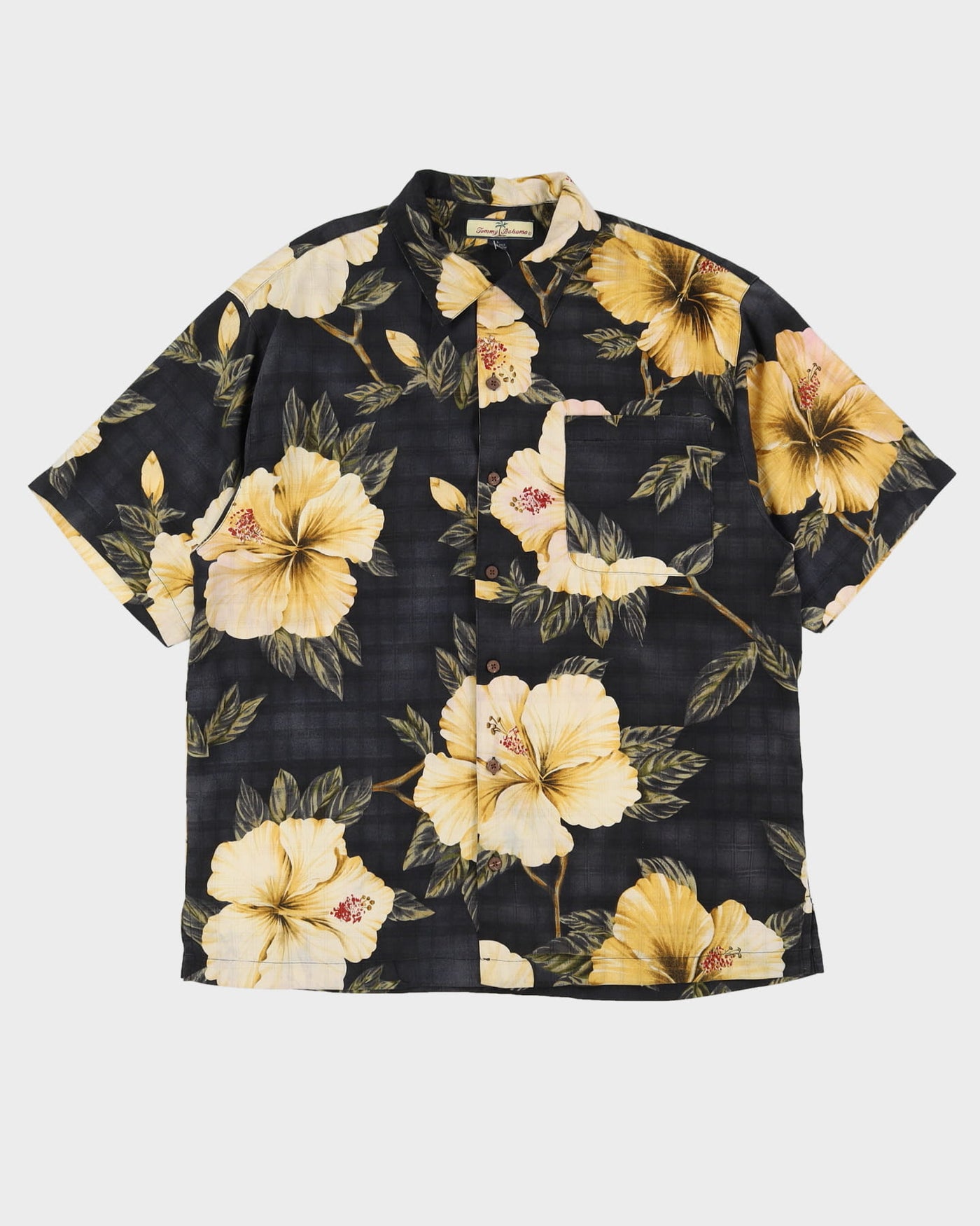 Tommy Bahama Grey Patterned Hawaiian Shirt - XL