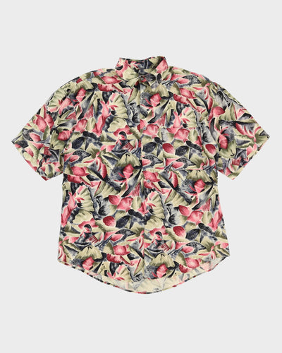 Pink Patterned Rayon Shirt - L