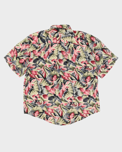 Pink Patterned Rayon Shirt - L