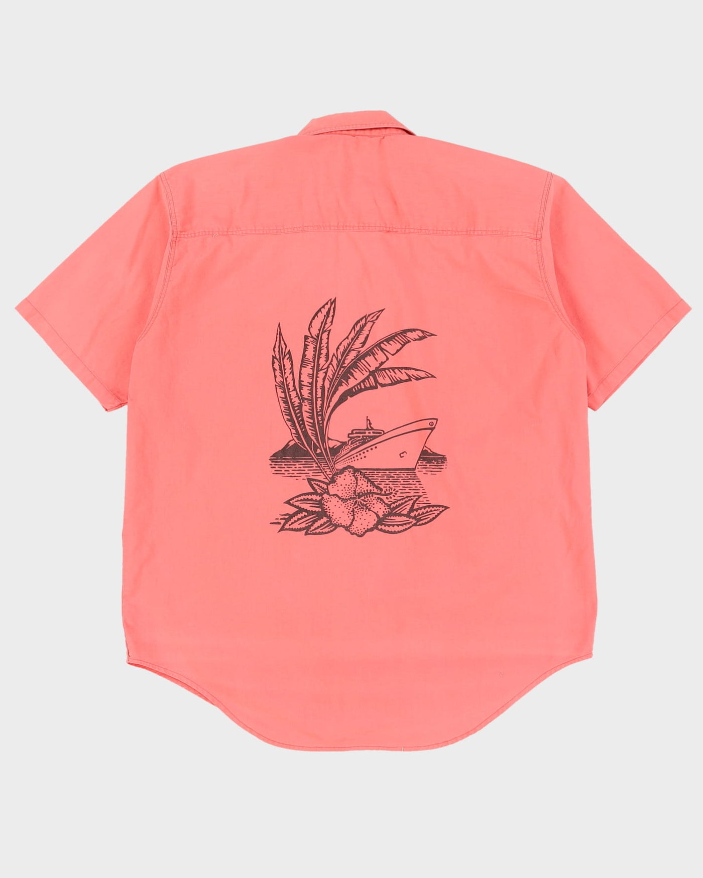 Pink With Boat Back Print Shirt - XXL