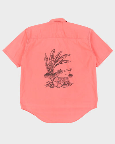 Pink With Boat Back Print Shirt - XXL