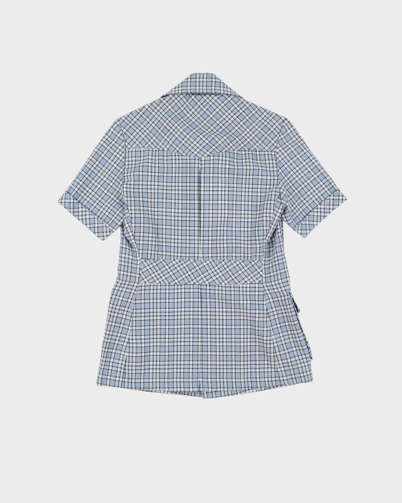 Vintage 1970s Blue Short Sleeve Shirt - XXS