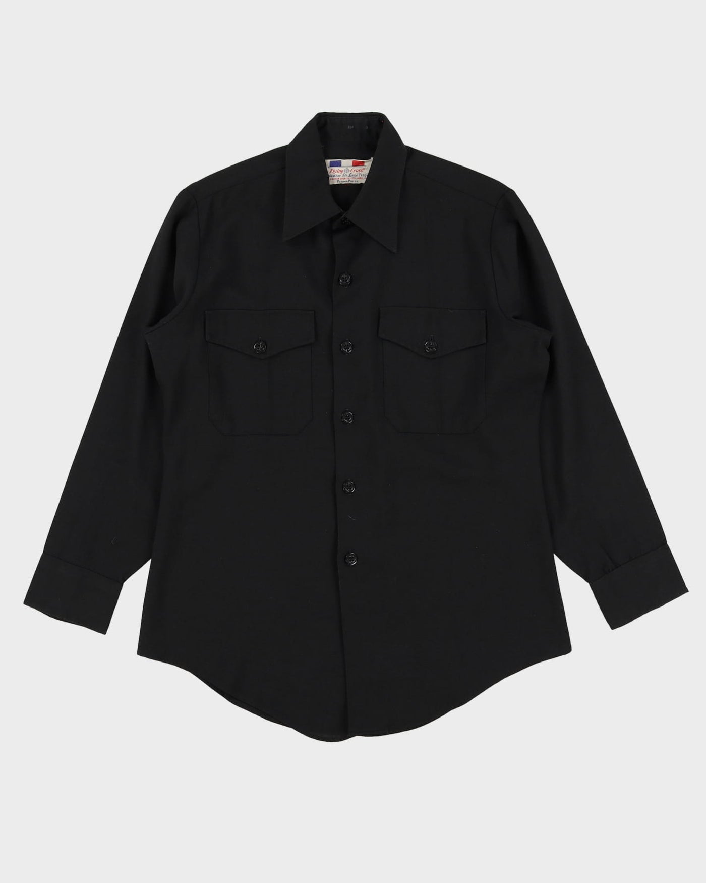 Vintage 1970s Black Workwear Shirt - L