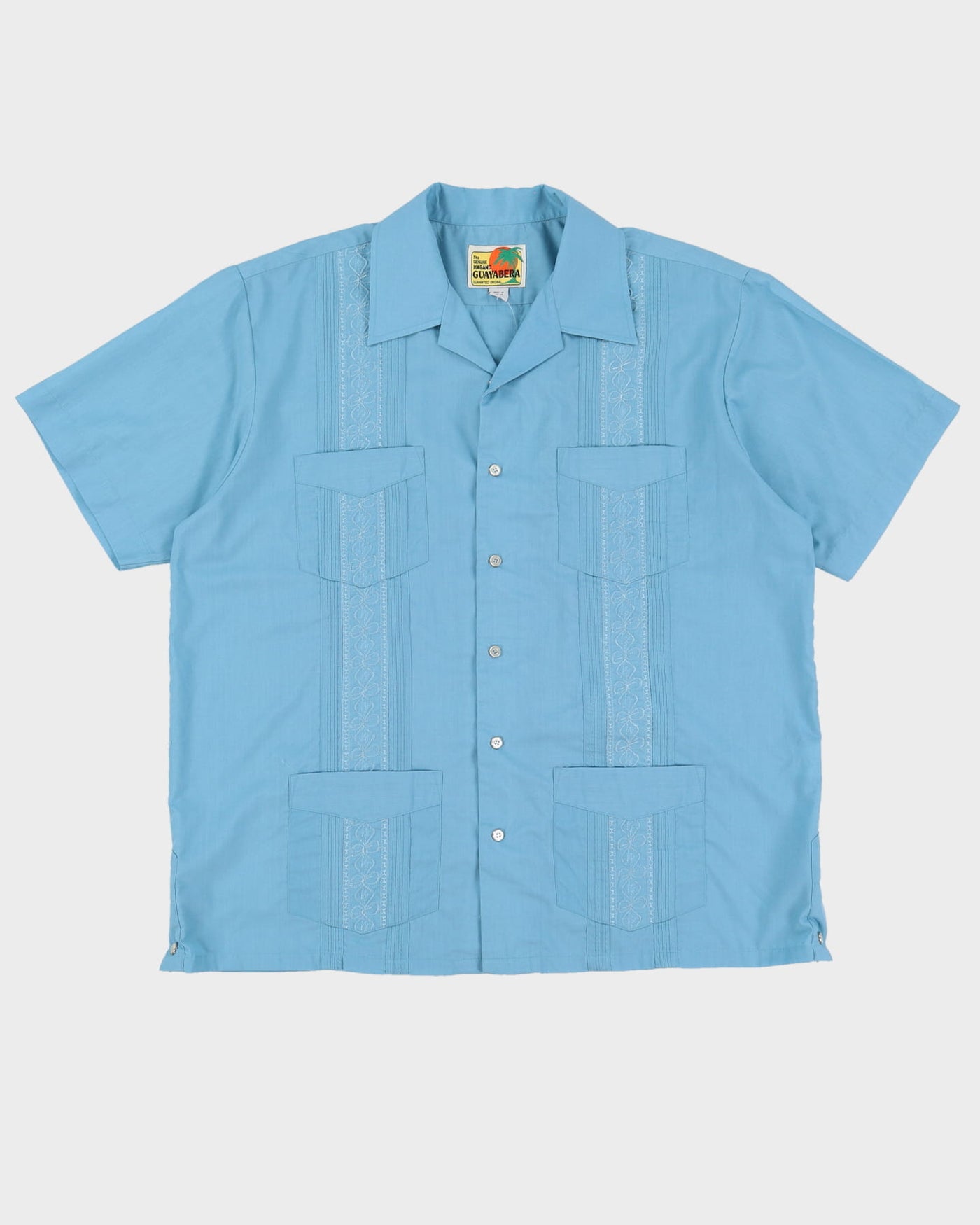 Blue Short Sleeve With Pockets Shirt - XXL