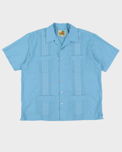 Blue Short Sleeve With Pockets Shirt - XXL
