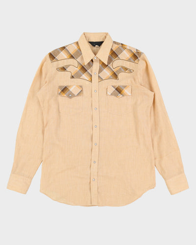 Vintage 1980s Beige And Brown Western Shirt - XL