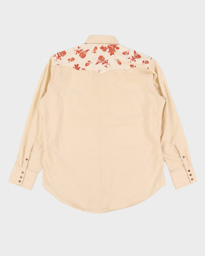 Vintage 1980s Beige Patterned Western Shirt - L