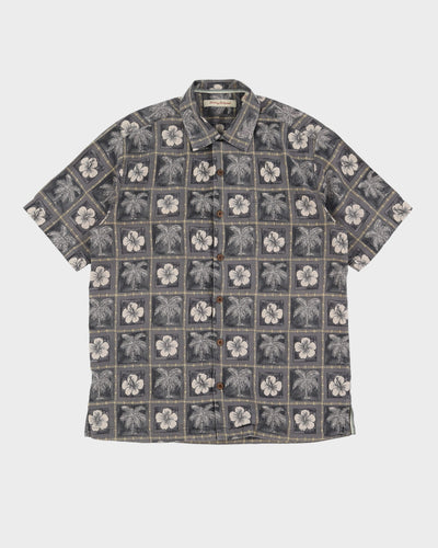 Tommy Bahama Grey Silk Short Sleeve Shirt - L