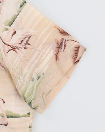 Vintage 1970s Ocean Pacific Beige Hawaiian Shirt - S