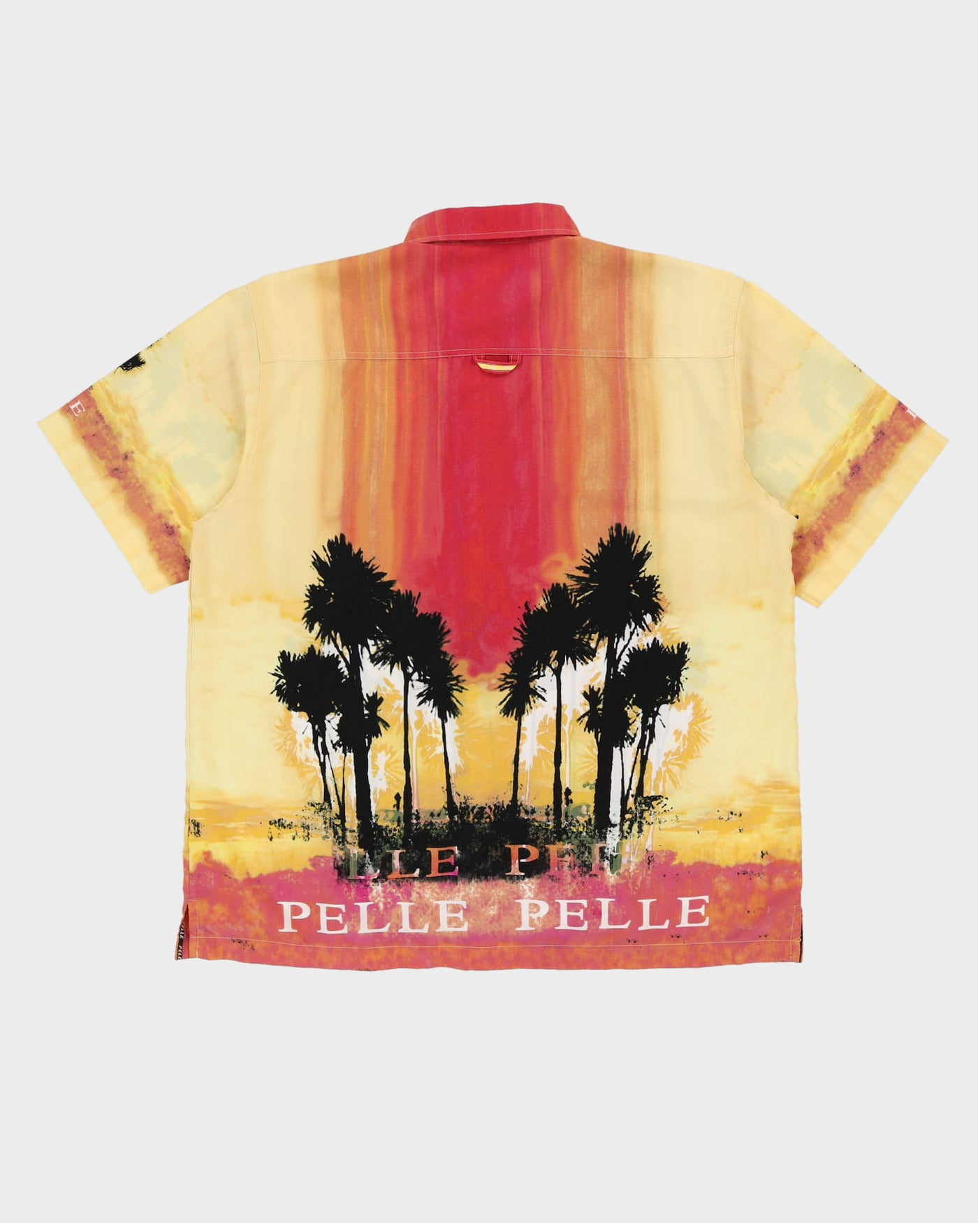 00s Pelle Pelle Yellow With Palm Trees Hawaiian Shirt - XXXL