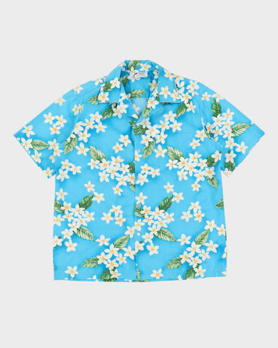 Vintage 1990s Blue Patterned Hawaiian Shirt - L