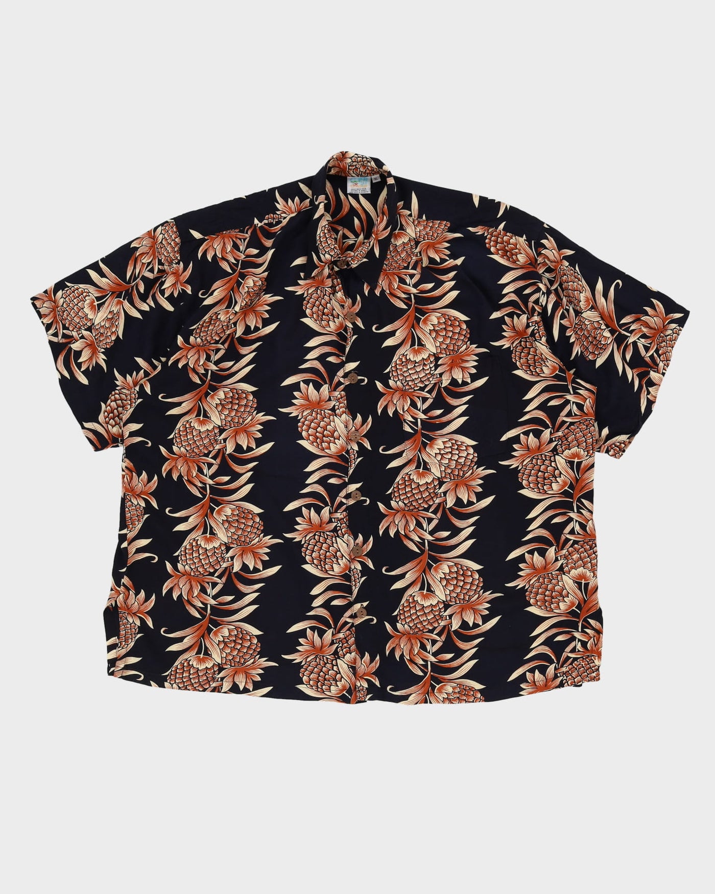 Y2K Black Patterned Hawaiian Shirt - XXXL