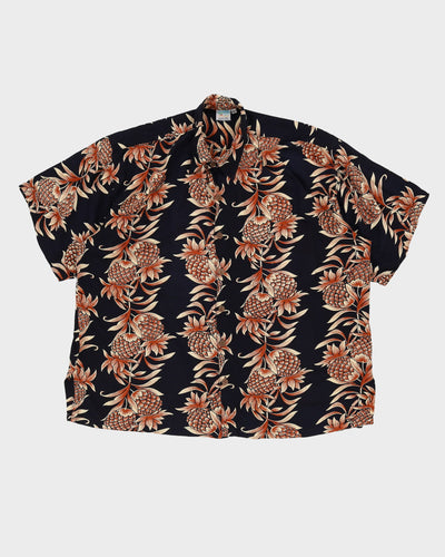 Y2K Black Patterned Hawaiian Shirt - XXXL