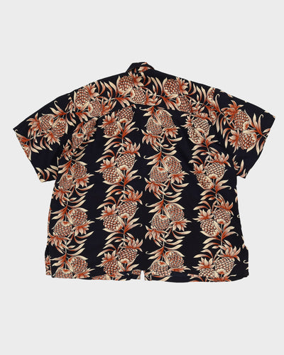 Y2K Black Patterned Hawaiian Shirt - XXXL