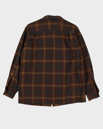 00s Pendleton Brown / Green / Yellow Check Flannel Shirt - XL