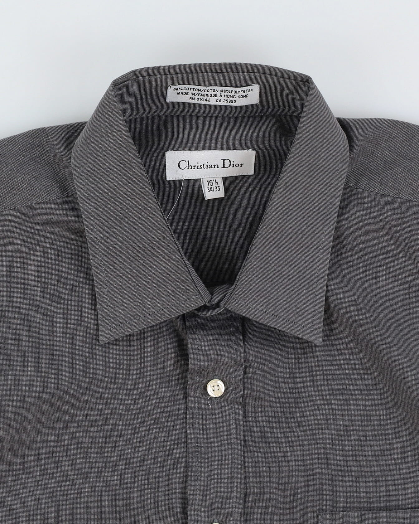 Vintage 90s Christian Dior Grey Long Sleeve Shirt - L