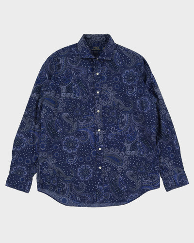 Ralph Lauren Navy Paisley Long Sleeve Patterned Shirt - L / XL