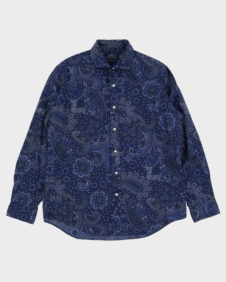 Ralph Lauren Navy Paisley Long Sleeve Patterned Shirt - L / XL