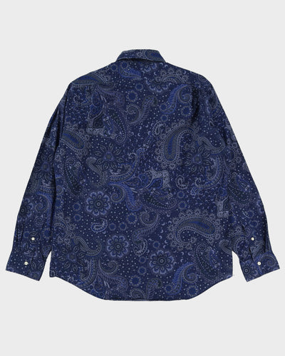 Ralph Lauren Navy Paisley Long Sleeve Patterned Shirt - L / XL
