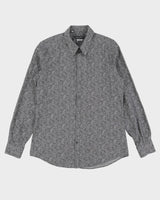 Dolce &amp; Gabbana Gold Grey Floral Long Sleeve Patterned Shirt - L