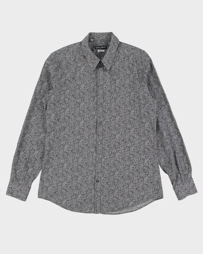 Dolce & Gabbana Gold Grey Floral Long Sleeve Patterned Shirt - L