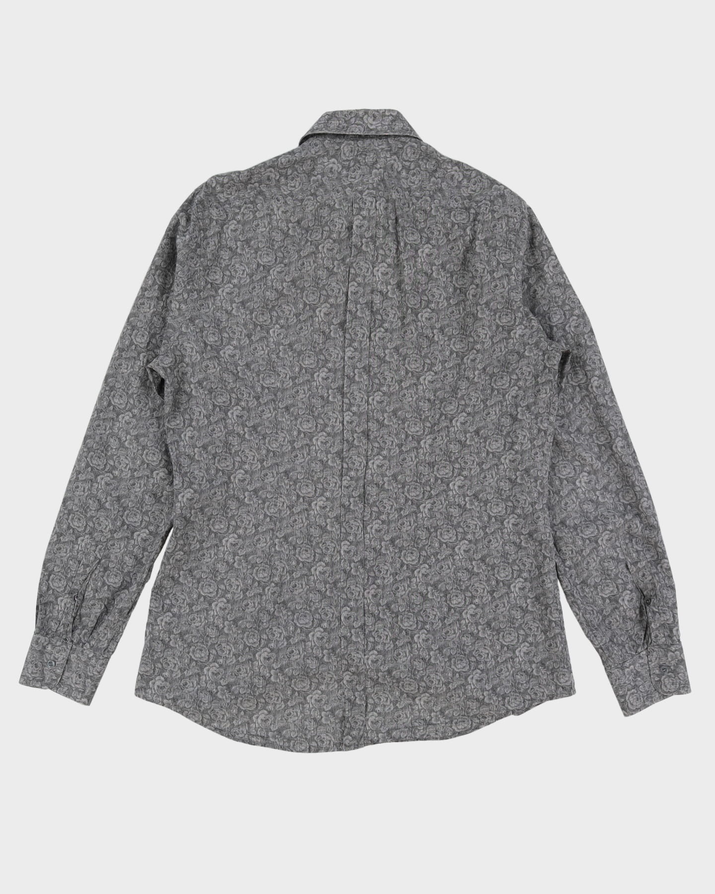 Dolce &amp; Gabbana Gold Grey Floral Long Sleeve Patterned Shirt - L
