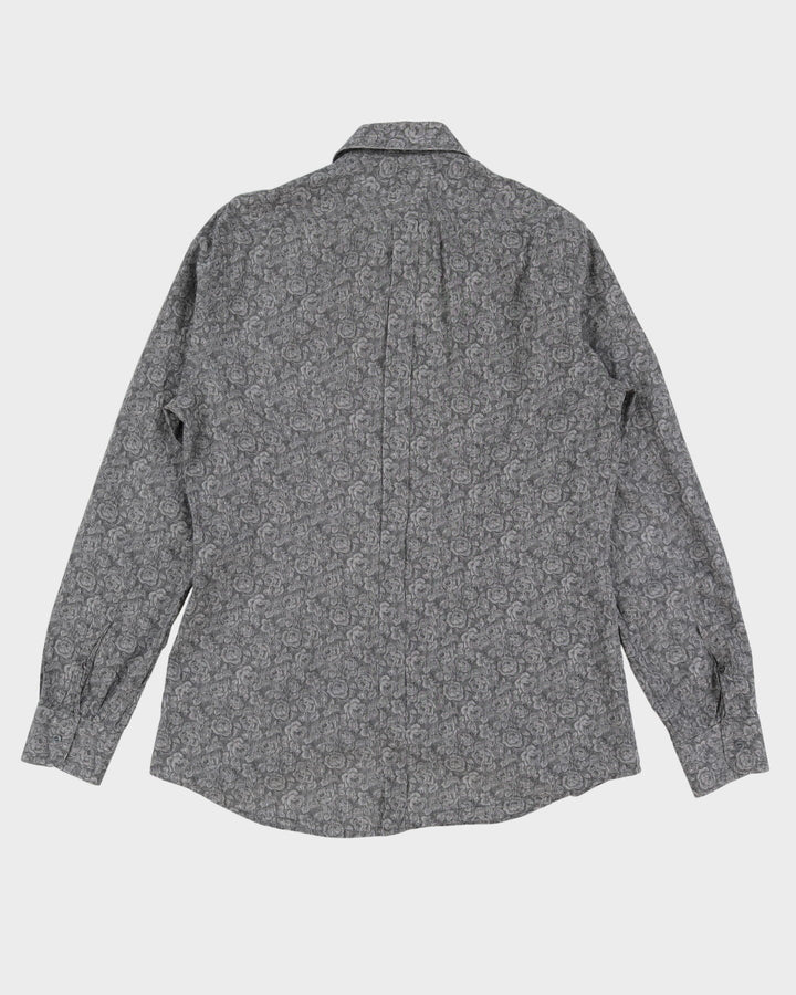 Dolce & Gabbana Gold Grey Floral Long Sleeve Patterned Shirt - L