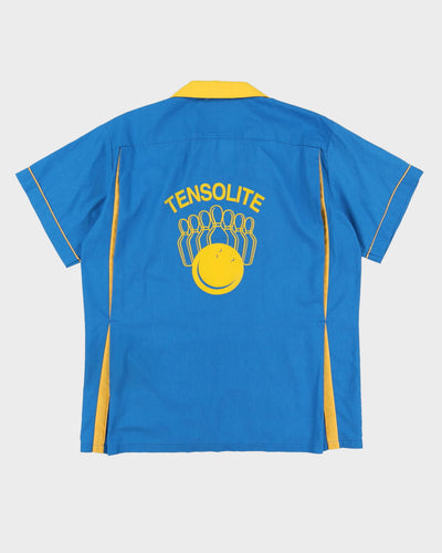 Vintage 80s Sheree Tensolite Blue Short-Sleeve Bowling / Work Shirt - XL
