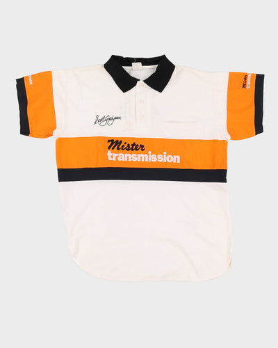 Vintage 90s Scotty Good Year Mister Transmission White / Orange Short-Sleeve Racing Work Shirt - XL