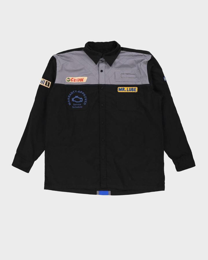 Vintage 90s Castrol Mr Lube Long-Sleeve Black Racing Work Shirt - XL / XXL