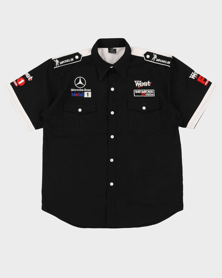 90s / 00s F1 Mercedes Benz Short-Sleeve Black Racing Work Shirt - XXL