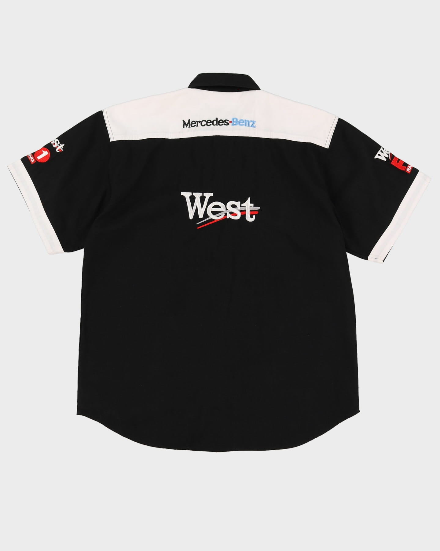 90s / 00s F1 Mercedes Benz Short-Sleeve Black Racing Work Shirt - XXL