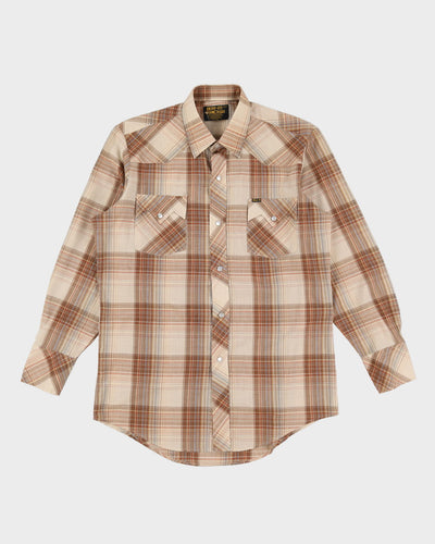 Vintage 90s Bar-M Brown Check Western Shirt - XL