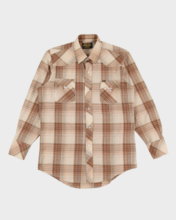 Vintage 90s Bar-M Brown Check Western Shirt - XL