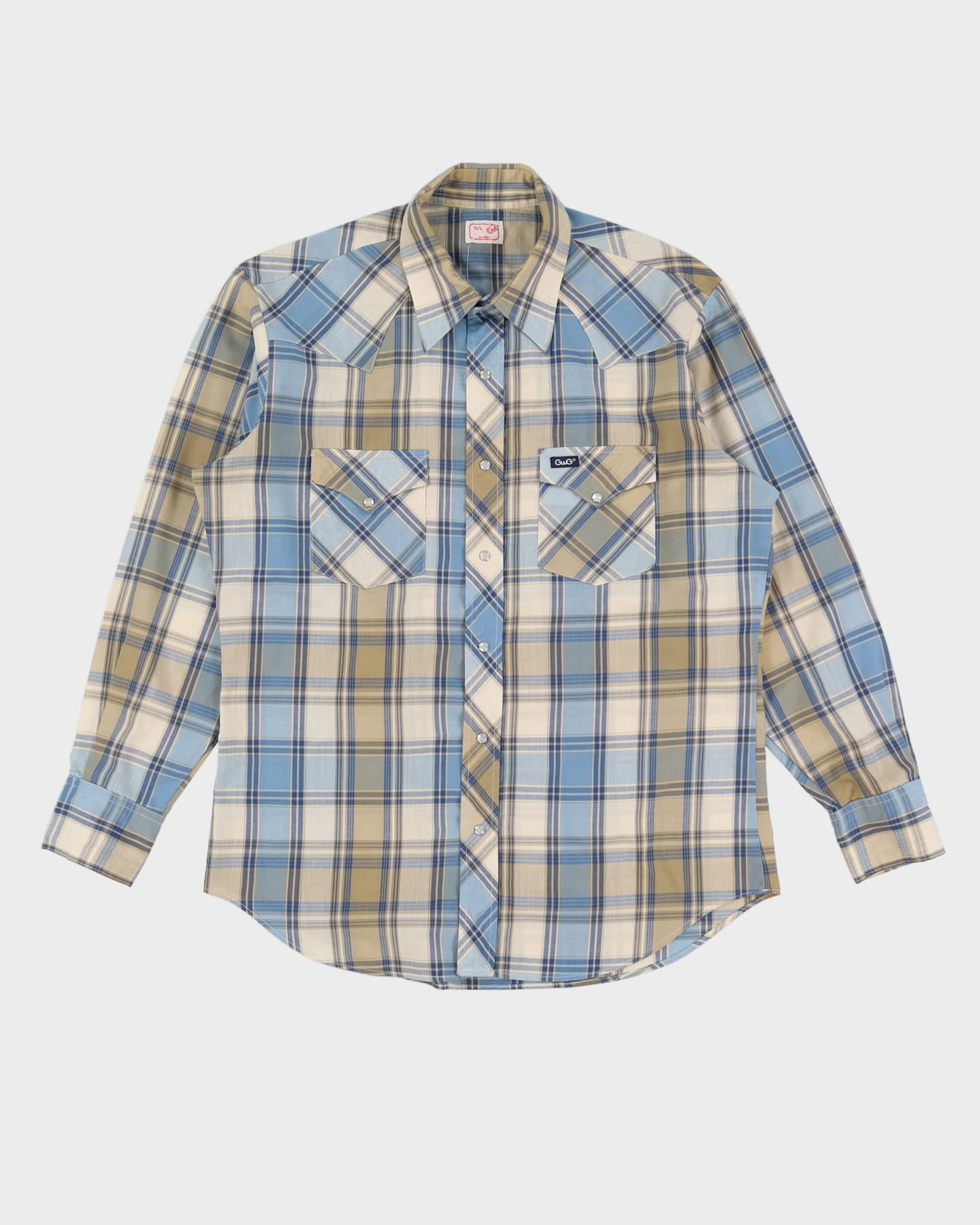 Vintage 80s GWG Blue Check Western Shirt - L / XL