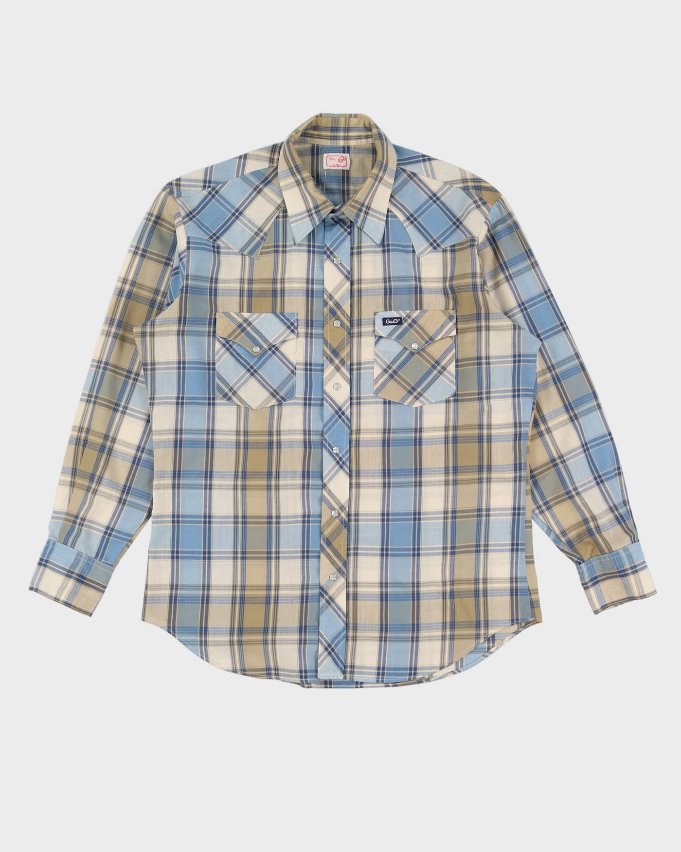 Vintage 80s GWG Blue Check Western Shirt - L / XL