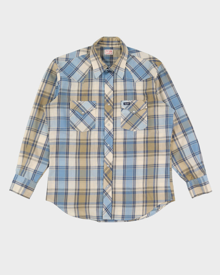 Vintage 80s GWG Blue Check Western Shirt - L / XL
