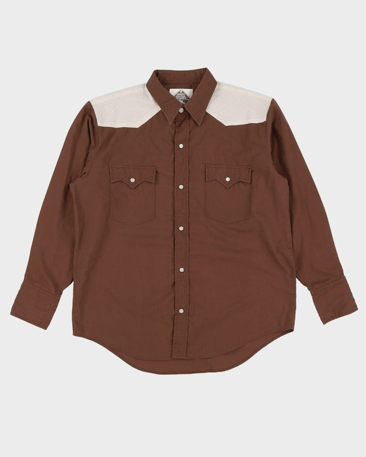 Vintage 90s Brown Long-Sleeve Oversized Western Shirt - M
