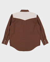 Vintage 90s Brown Long-Sleeve Oversized Western Shirt - M